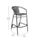 Flash Furniture Lila  Commercial Grade Indoor-Outdoor PE Rattan Restaurant Barstool with Black Aluminum Frame and Footrest in Gray, PK2 2-SDA-AD632032R-GY-GG - alternate 5